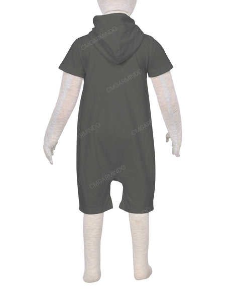 Short Sleeve Hoodie Zip-Up Shorts Onesie