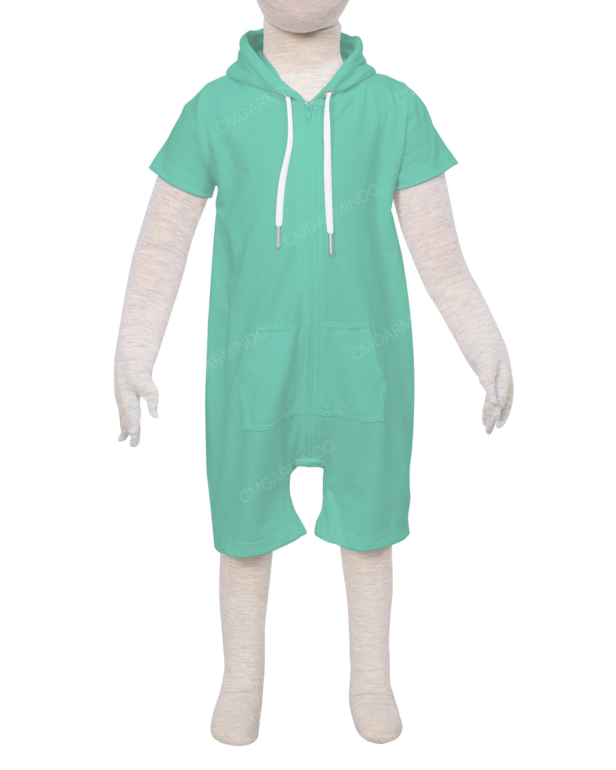 Short Sleeve Hoodie Zip-Up Shorts Onesie