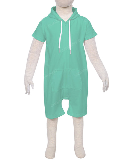 Short Sleeve Hoodie Zip-Up Shorts Onesie