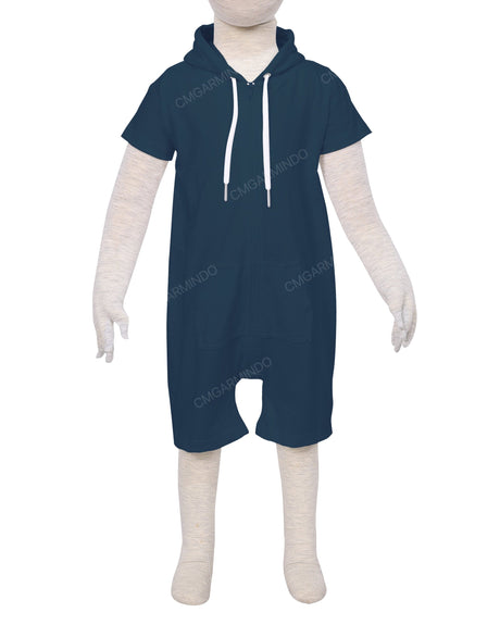 Short Sleeve Hoodie Zip-Up Shorts Onesie