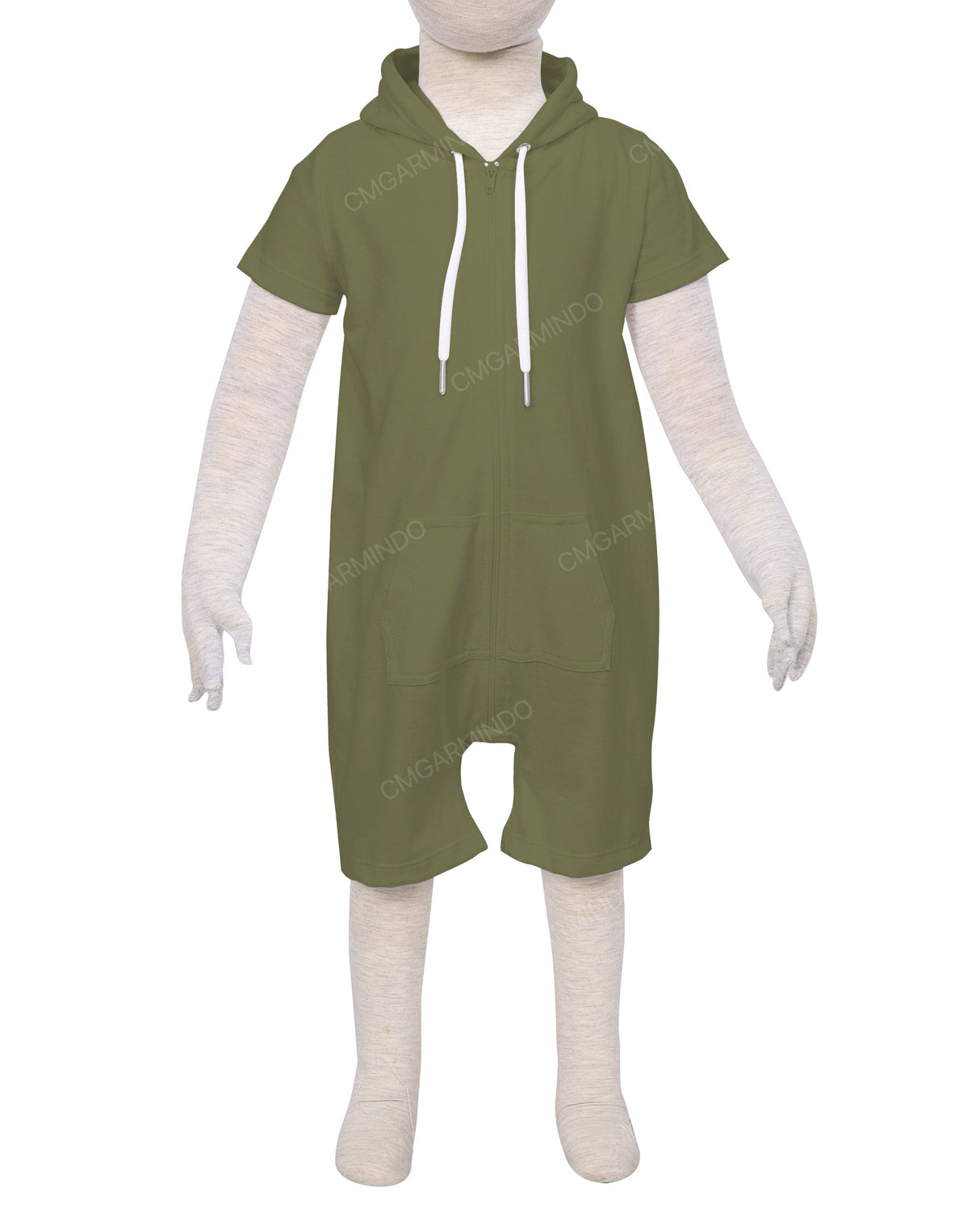 Short Sleeve Hoodie Zip-Up Shorts Onesie