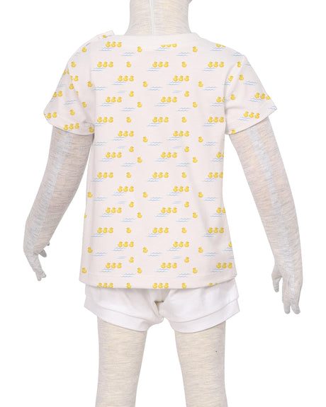 Short Sleeve Shoulder Snap Crew Neck T-Shirt