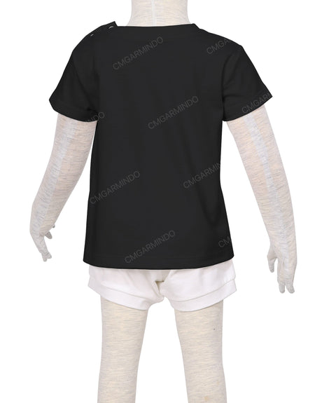 Short Sleeve Shoulder Snap Crew Neck T-Shirt