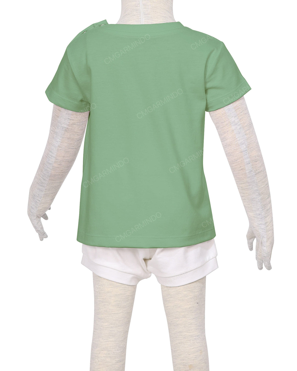 Short Sleeve Shoulder Snap Crew Neck T-Shirt