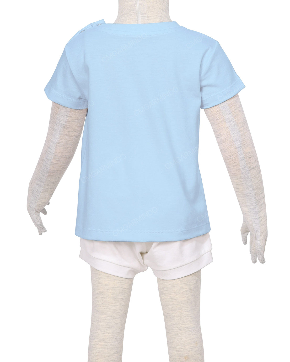 Short Sleeve Shoulder Snap Crew Neck T-Shirt