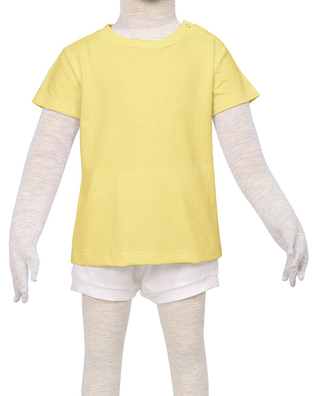 Short Sleeve Shoulder Snap Crew Neck T-Shirt