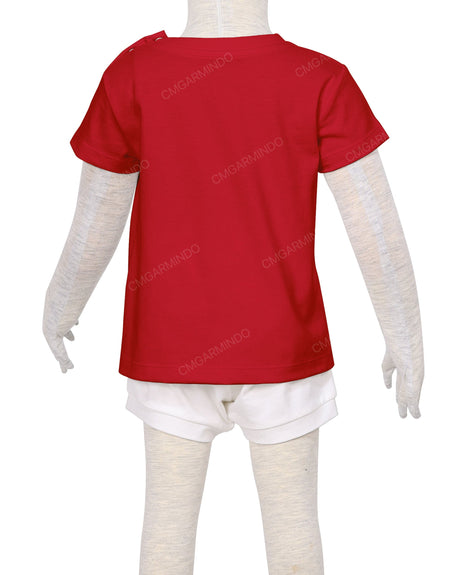 Short Sleeve Shoulder Snap Crew Neck T-Shirt