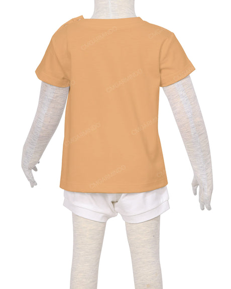 Short Sleeve Shoulder Snap Crew Neck T-Shirt