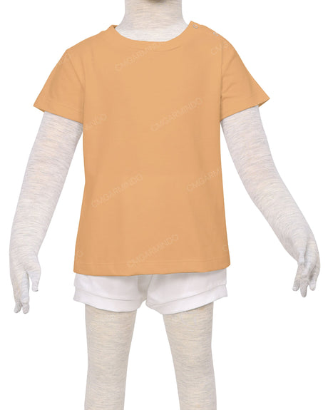Short Sleeve Shoulder Snap Crew Neck T-Shirt