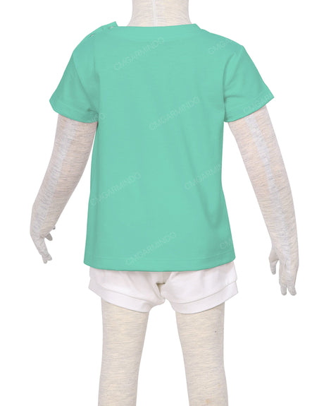 Short Sleeve Shoulder Snap Crew Neck T-Shirt