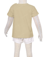 Short Sleeve Shoulder Snap Crew Neck T-Shirt