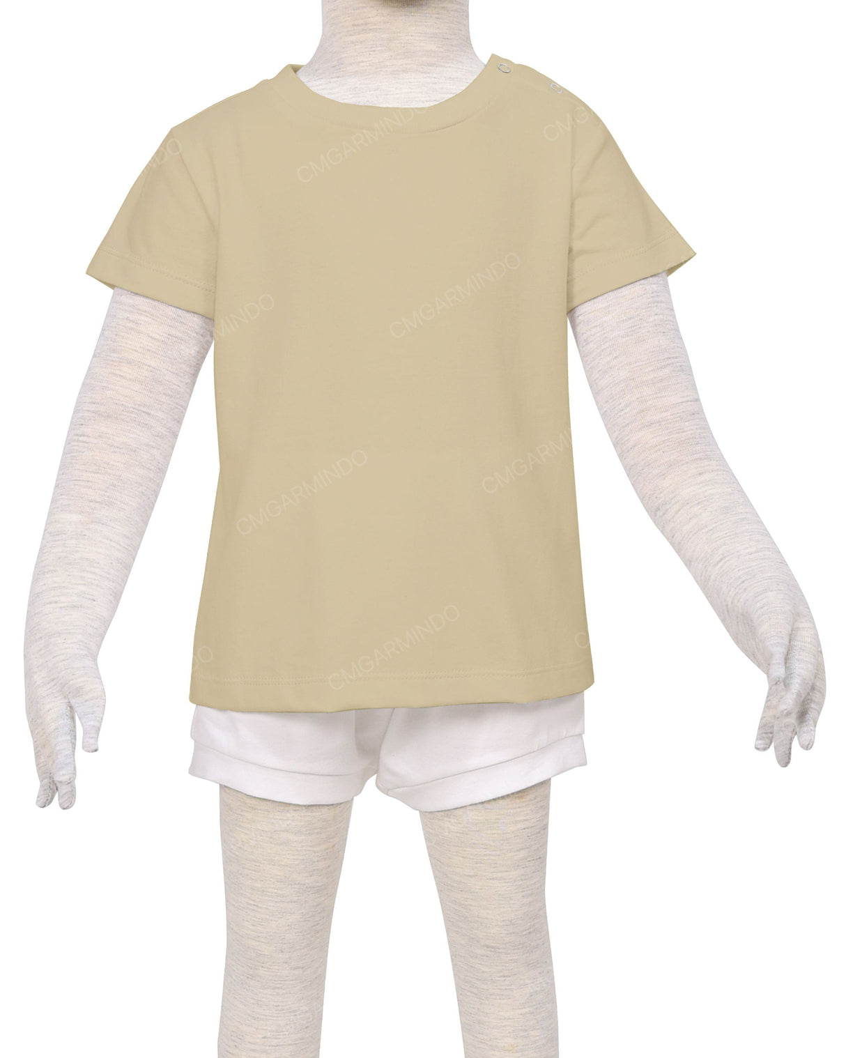 Short Sleeve Shoulder Snap Crew Neck T-Shirt