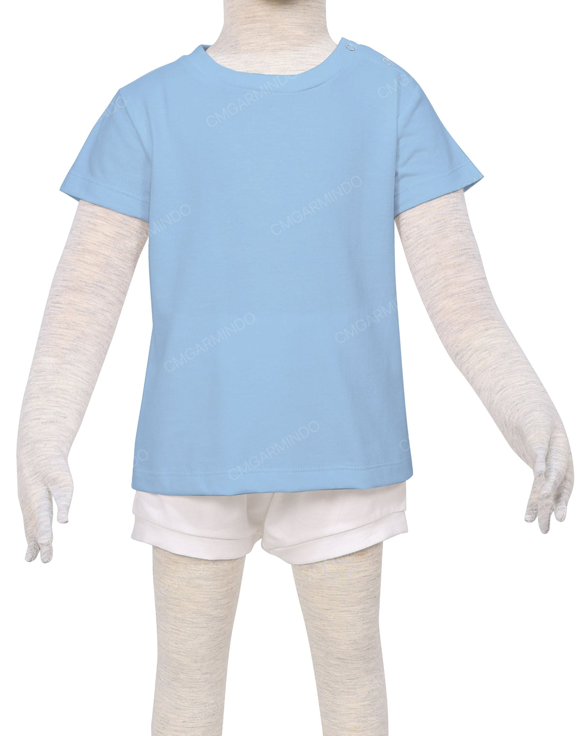 Short Sleeve Shoulder Snap Crew Neck T-Shirt