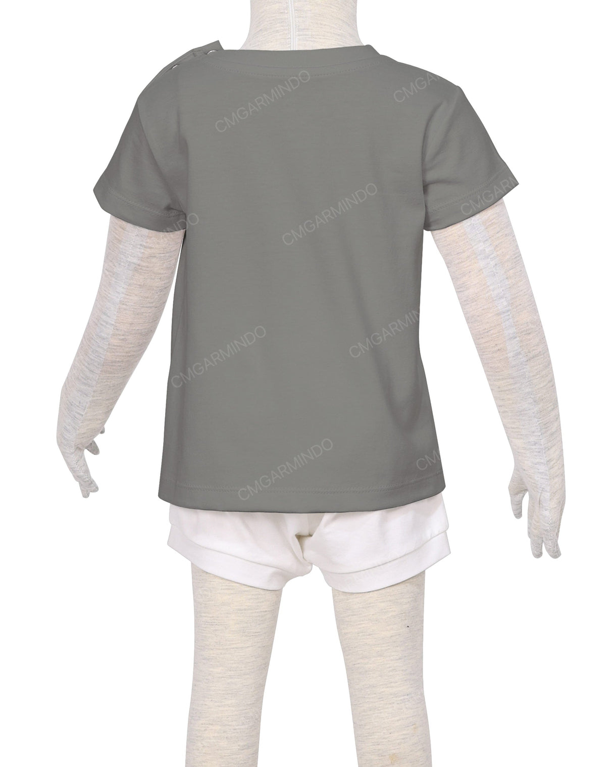 Short Sleeve Shoulder Snap Crew Neck T-Shirt