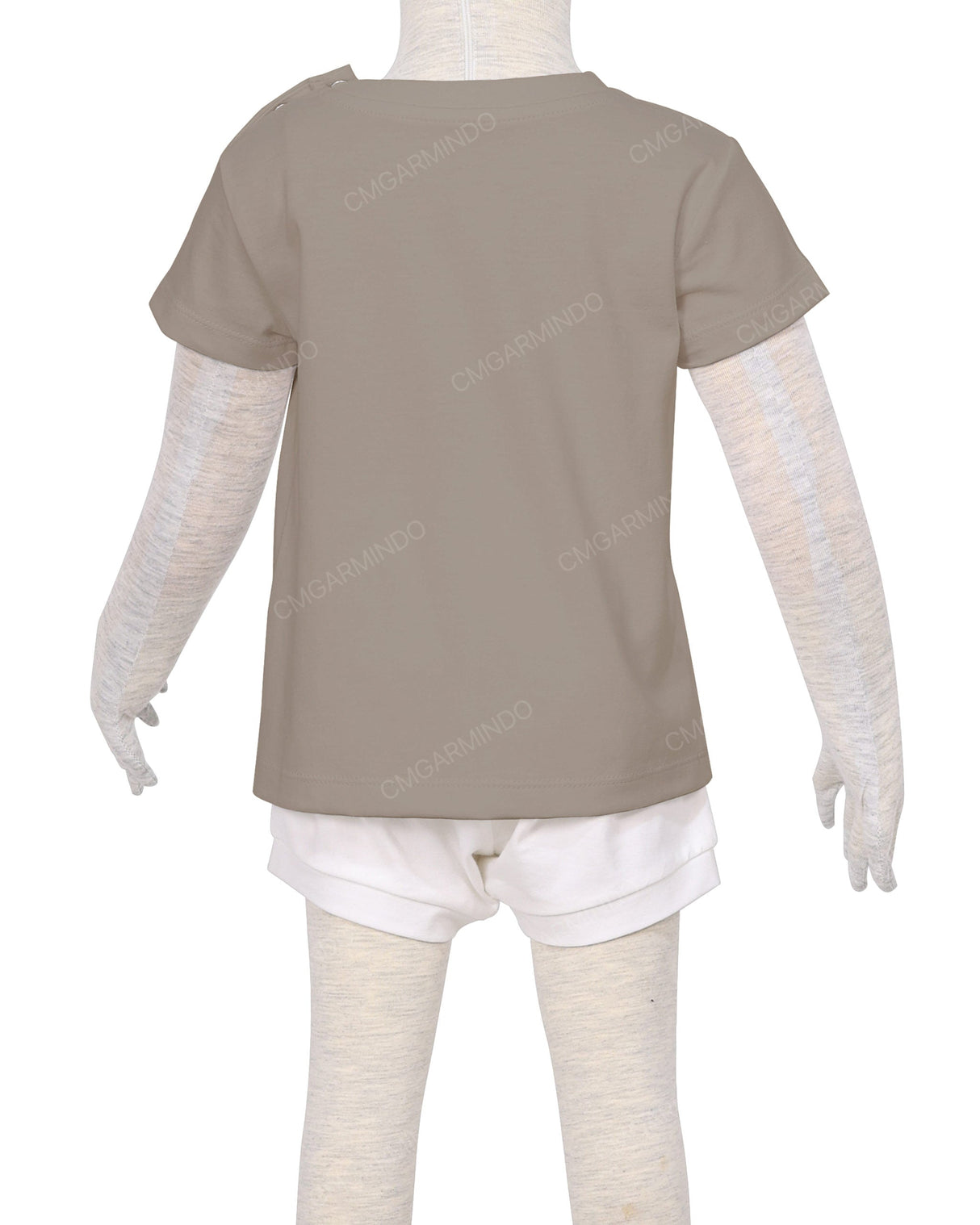 Short Sleeve Shoulder Snap Crew Neck T-Shirt