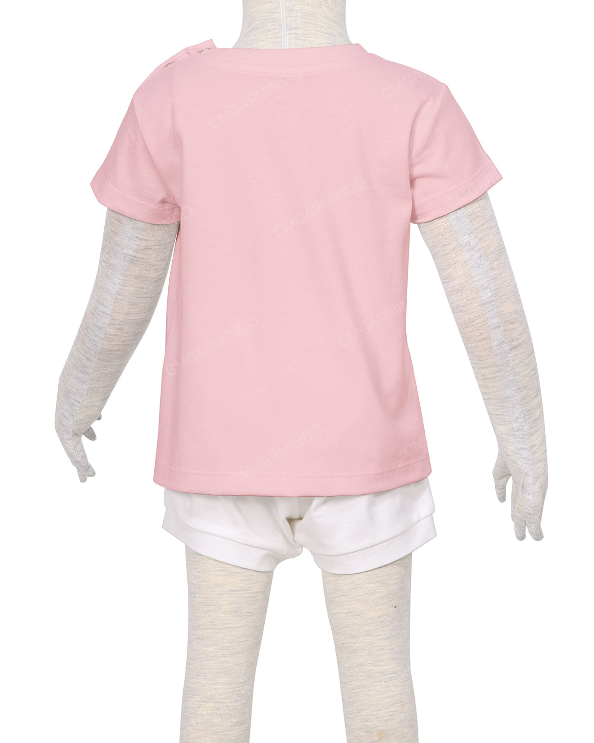 Short Sleeve Shoulder Snap Crew Neck T-Shirt