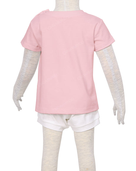 Short Sleeve Shoulder Snap Crew Neck T-Shirt