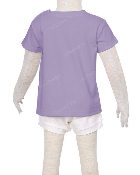 Short Sleeve Shoulder Snap Crew Neck T-Shirt
