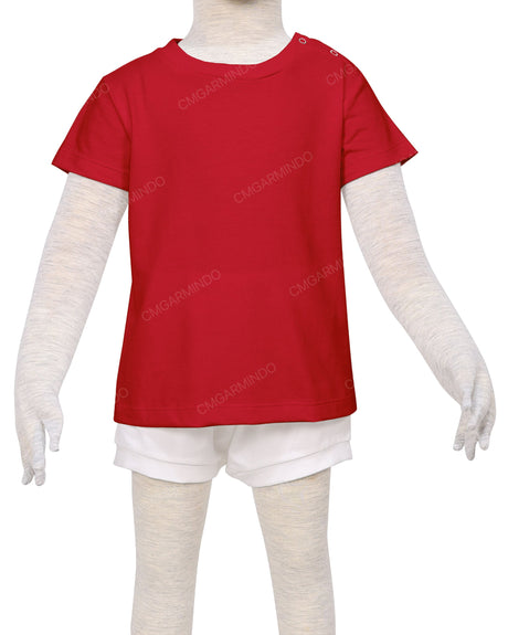 Short Sleeve Shoulder Snap Crew Neck T-Shirt
