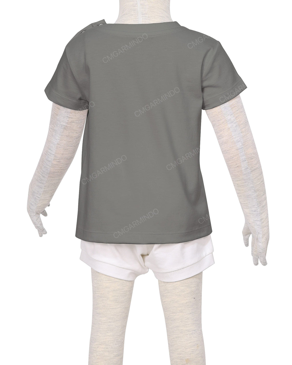 Short Sleeve Shoulder Snap Crew Neck T-Shirt