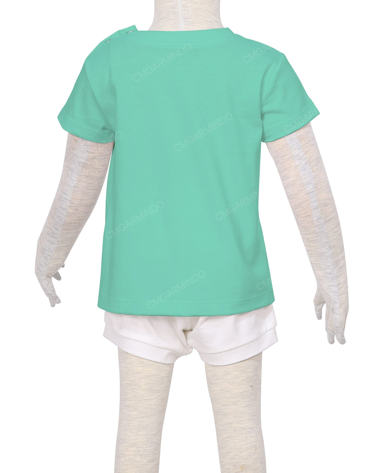 Short Sleeve Shoulder Snap Crew Neck T-Shirt