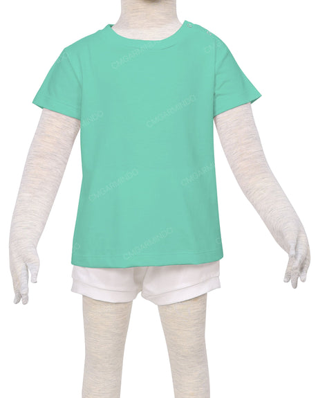 Short Sleeve Shoulder Snap Crew Neck T-Shirt
