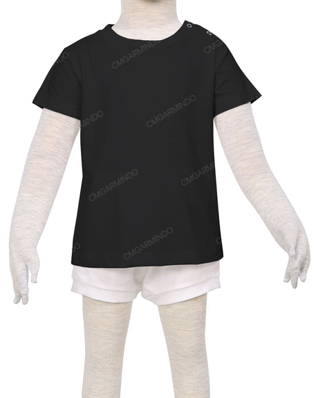 Short Sleeve Shoulder Snap Crew Neck T-Shirt