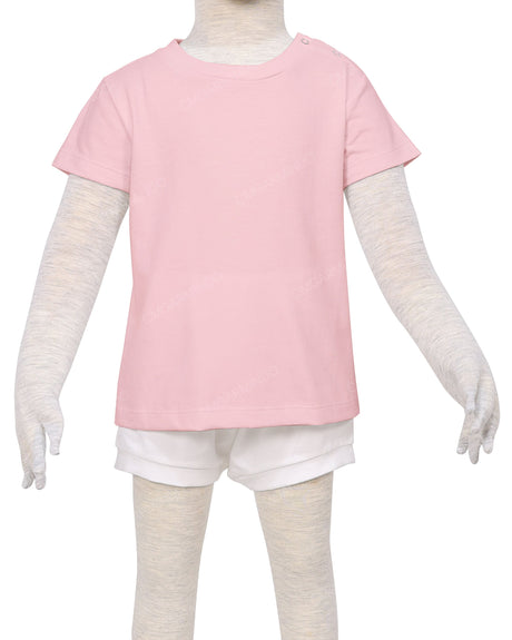 Short Sleeve Shoulder Snap Crew Neck T-Shirt