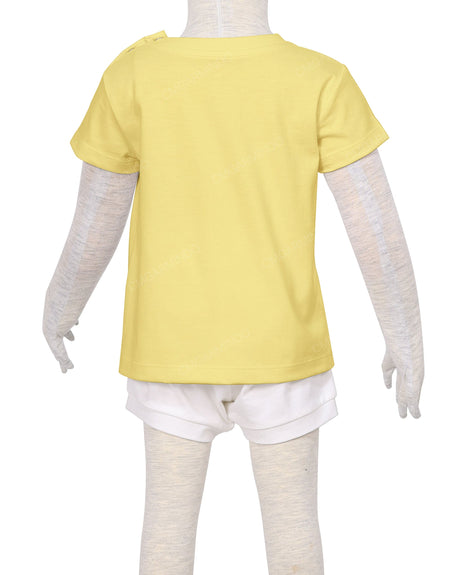 Short Sleeve Shoulder Snap Crew Neck T-Shirt