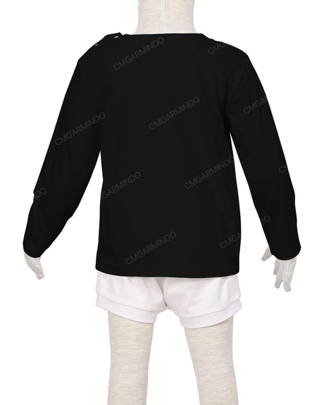 Long Sleeve Shoulder Snap Crew Neck T-Shirt