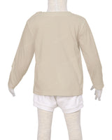 Long Sleeve Shoulder Snap Crew Neck T-Shirt