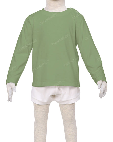 Long Sleeve Shoulder Snap Crew Neck T-Shirt