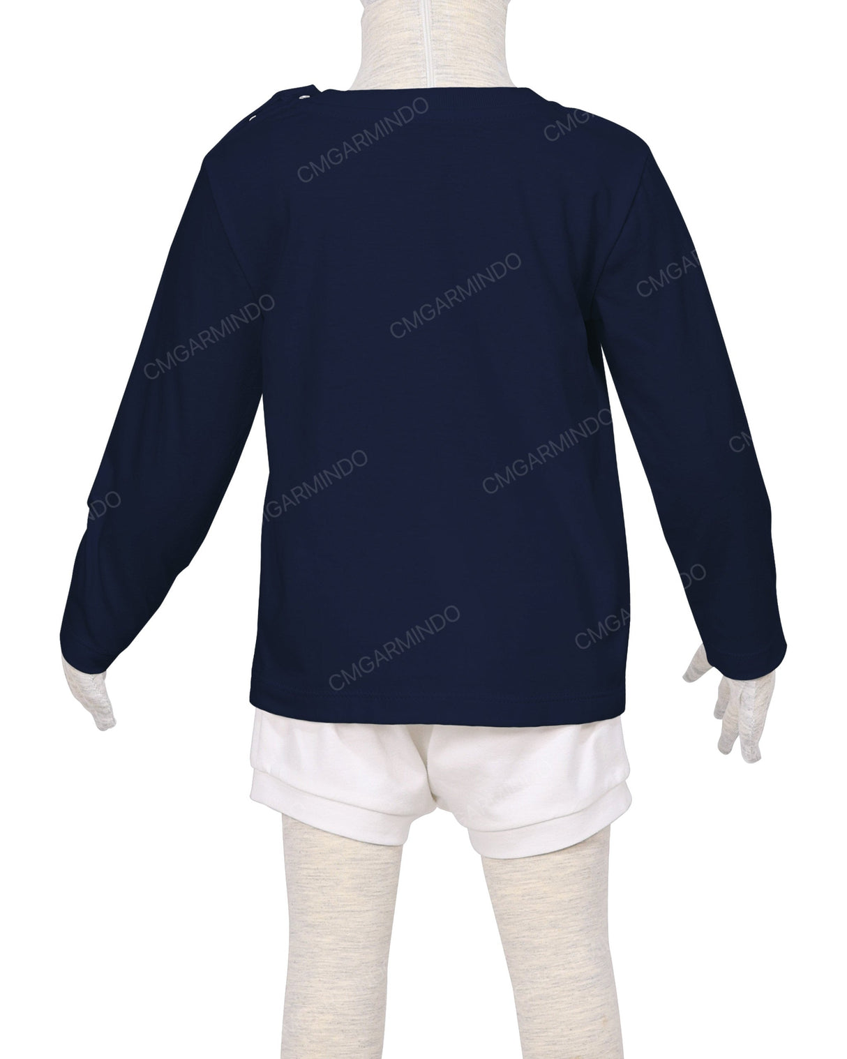 Long Sleeve Shoulder Snap Crew Neck T-Shirt