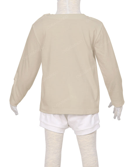 Long Sleeve Shoulder Snap Crew Neck T-Shirt