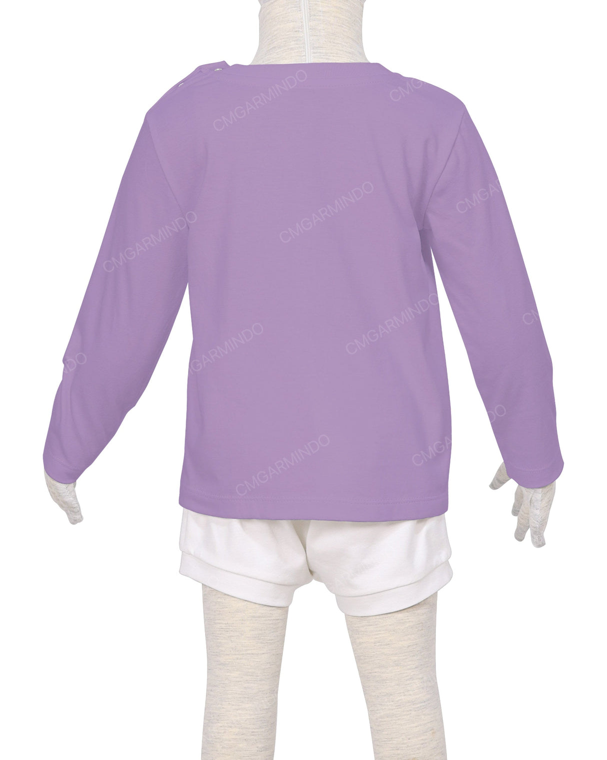 Long Sleeve Shoulder Snap Crew Neck T-Shirt