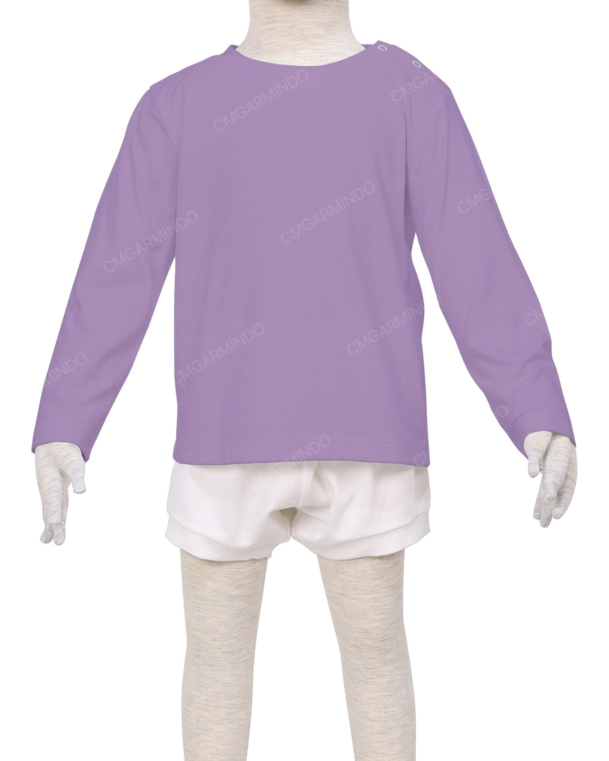 Long Sleeve Shoulder Snap Crew Neck T-Shirt