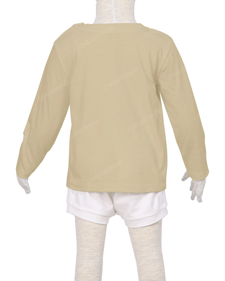Long Sleeve Shoulder Snap Crew Neck T-Shirt