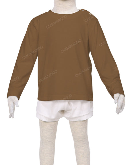 Long Sleeve Shoulder Snap Crew Neck T-Shirt