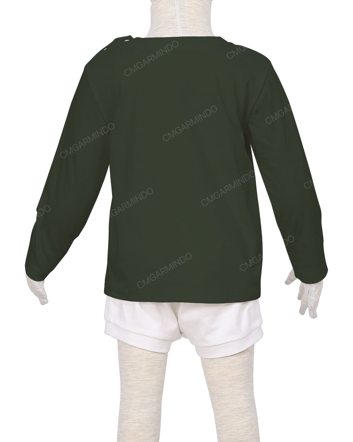 Long Sleeve Shoulder Snap Crew Neck T-Shirt