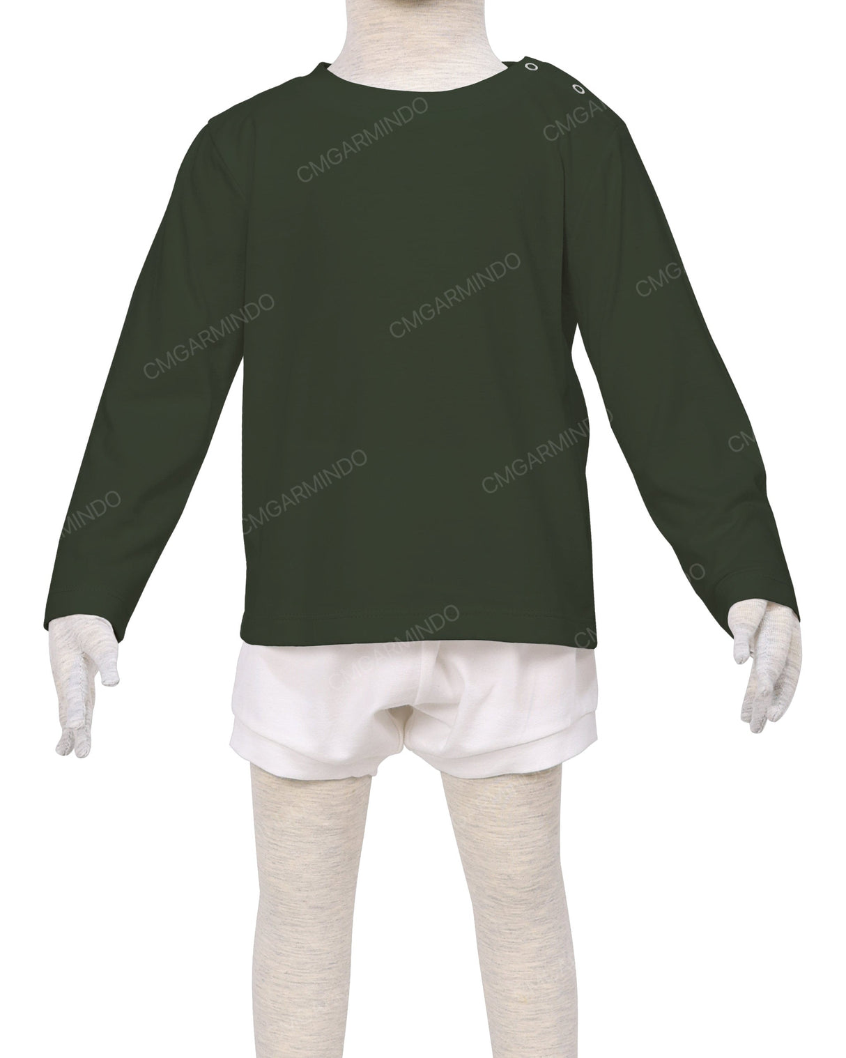 Long Sleeve Shoulder Snap Crew Neck T-Shirt