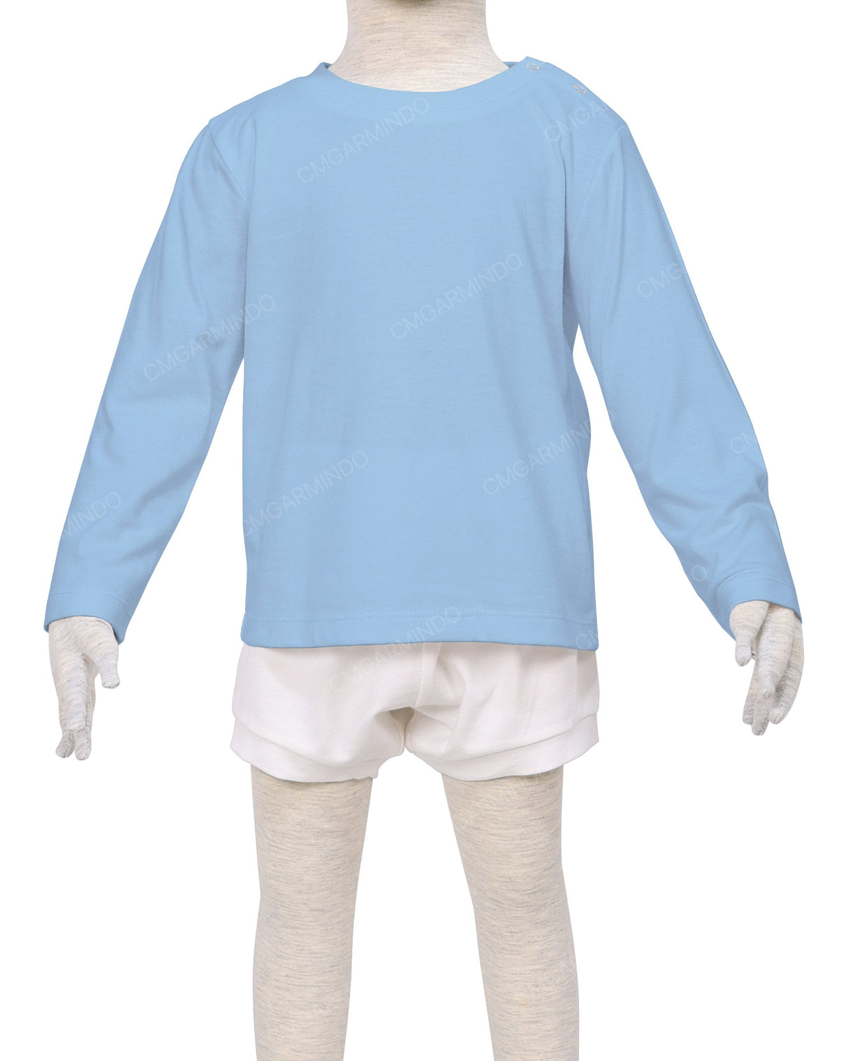 Long Sleeve Shoulder Snap Crew Neck T-Shirt