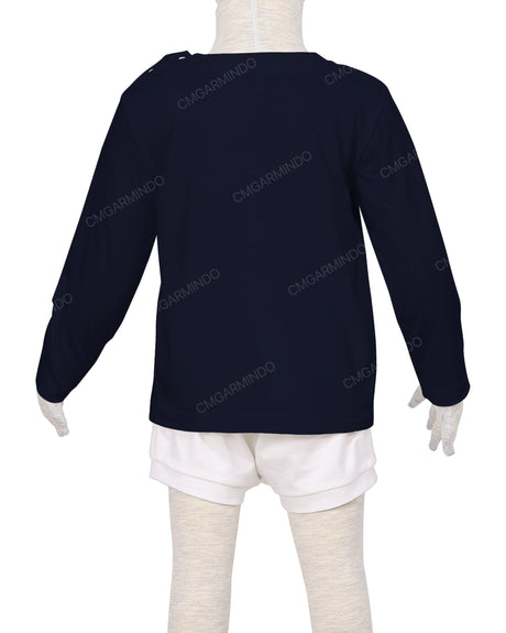 Long Sleeve Shoulder Snap Crew Neck T-Shirt