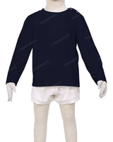 Long Sleeve Shoulder Snap Crew Neck T-Shirt