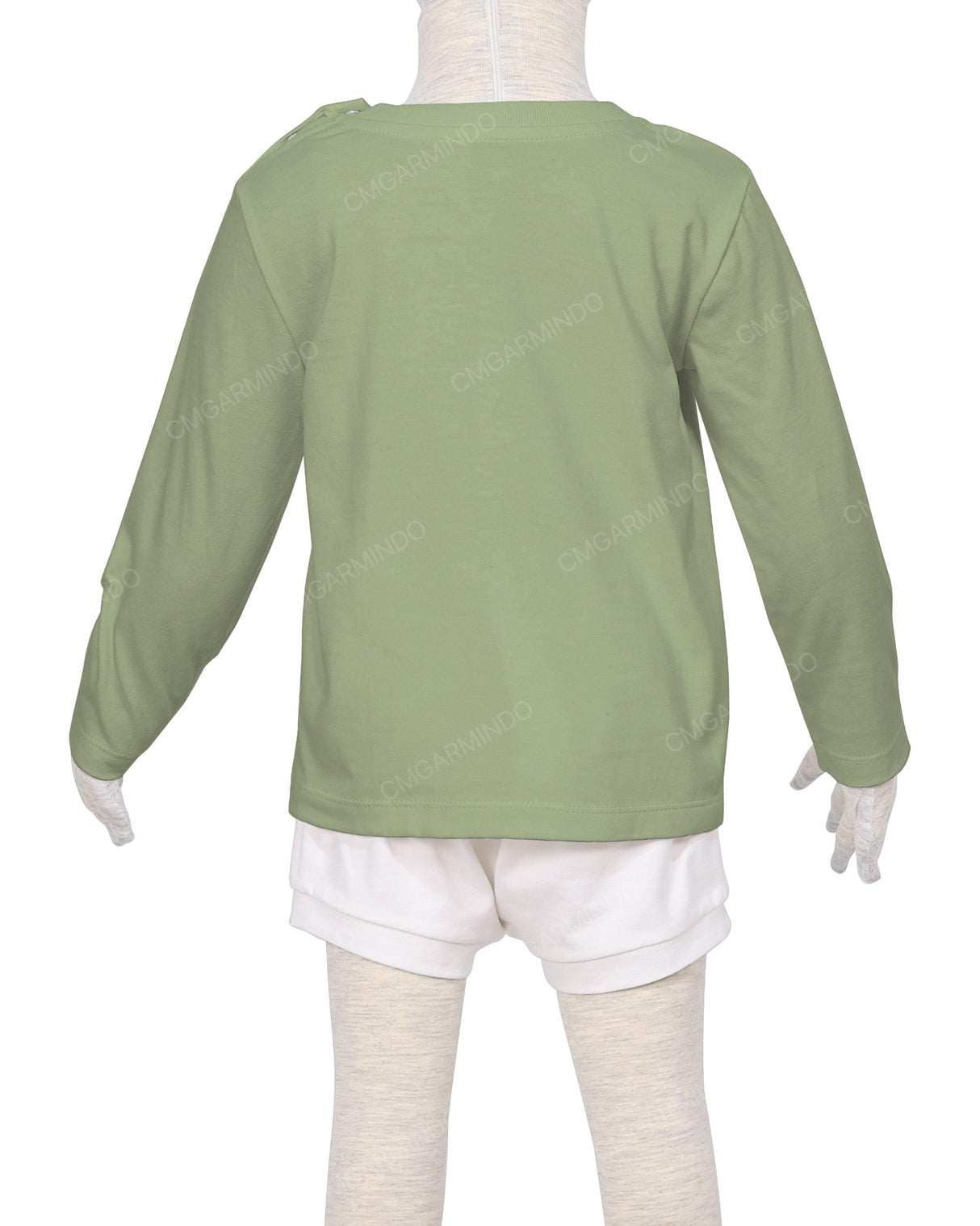 Long Sleeve Shoulder Snap Crew Neck T-Shirt