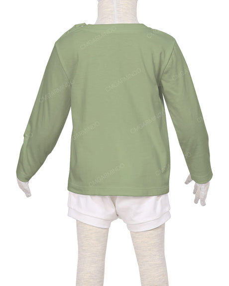 Long Sleeve Shoulder Snap Crew Neck T-Shirt