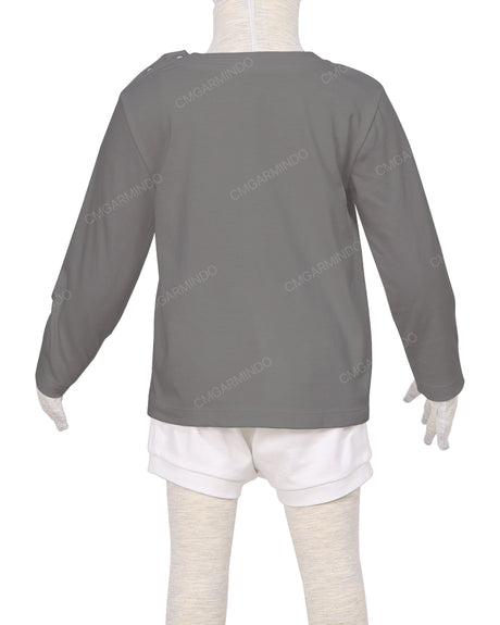 Long Sleeve Shoulder Snap Crew Neck T-Shirt