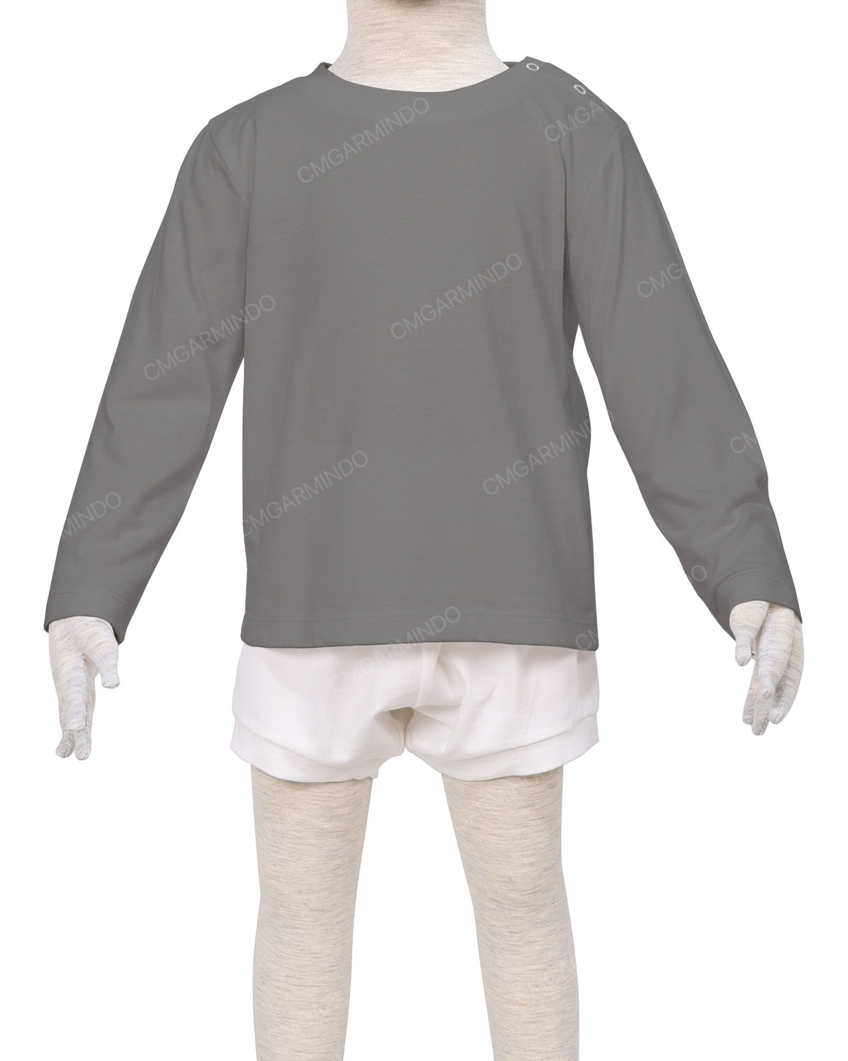 Long Sleeve Shoulder Snap Crew Neck T-Shirt