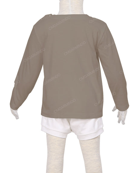 Long Sleeve Shoulder Snap Crew Neck T-Shirt