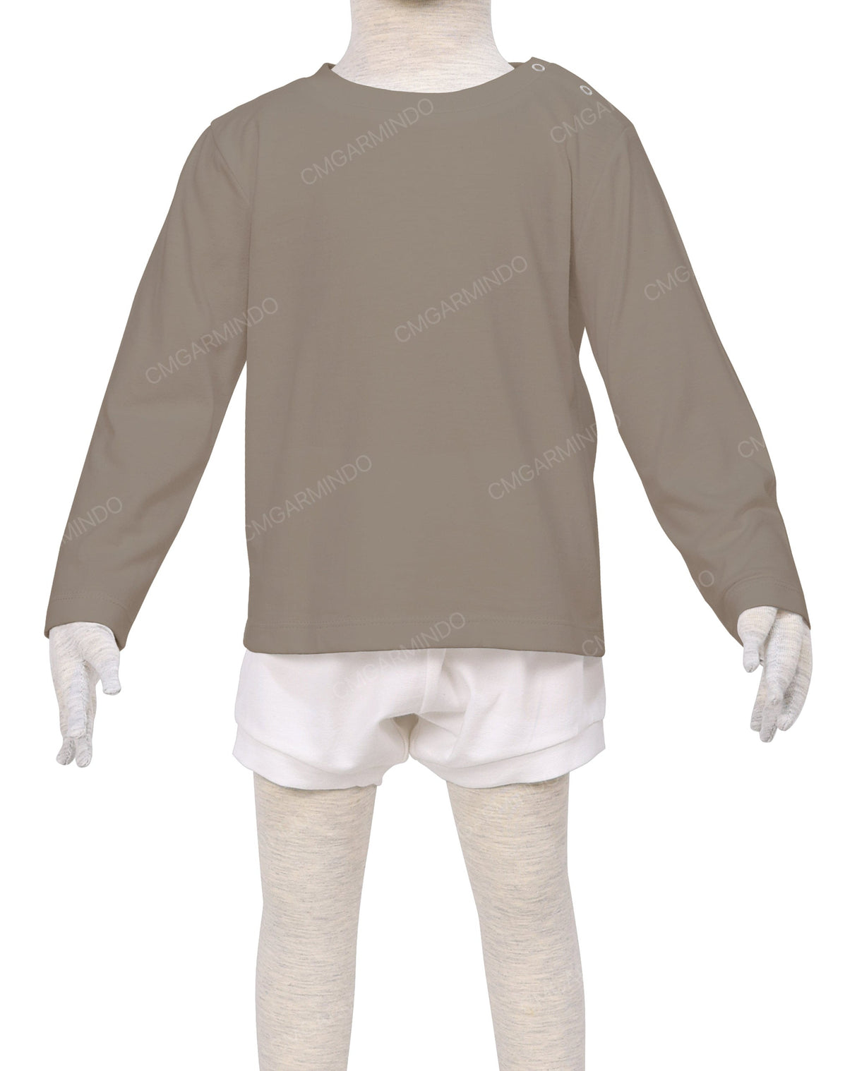 Long Sleeve Shoulder Snap Crew Neck T-Shirt