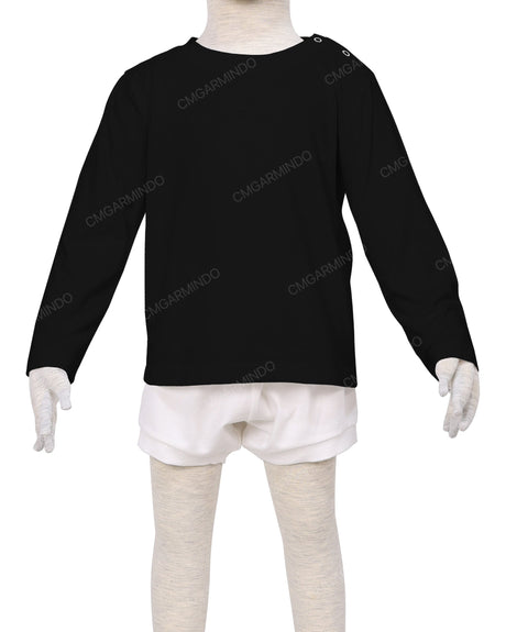 Long Sleeve Shoulder Snap Crew Neck T-Shirt